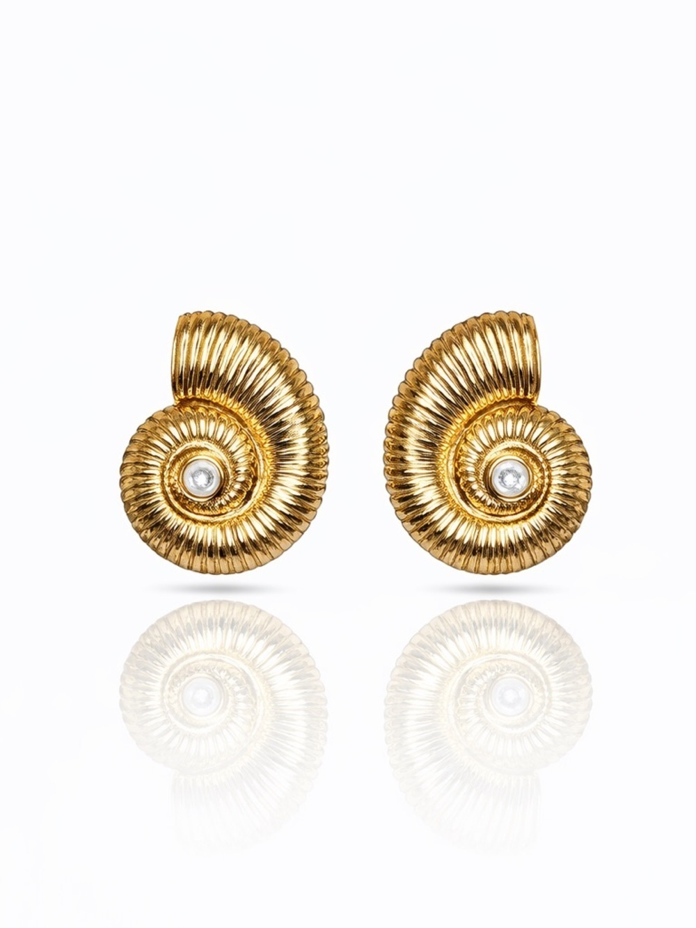 Gold Spiral Shell Stud Earrings